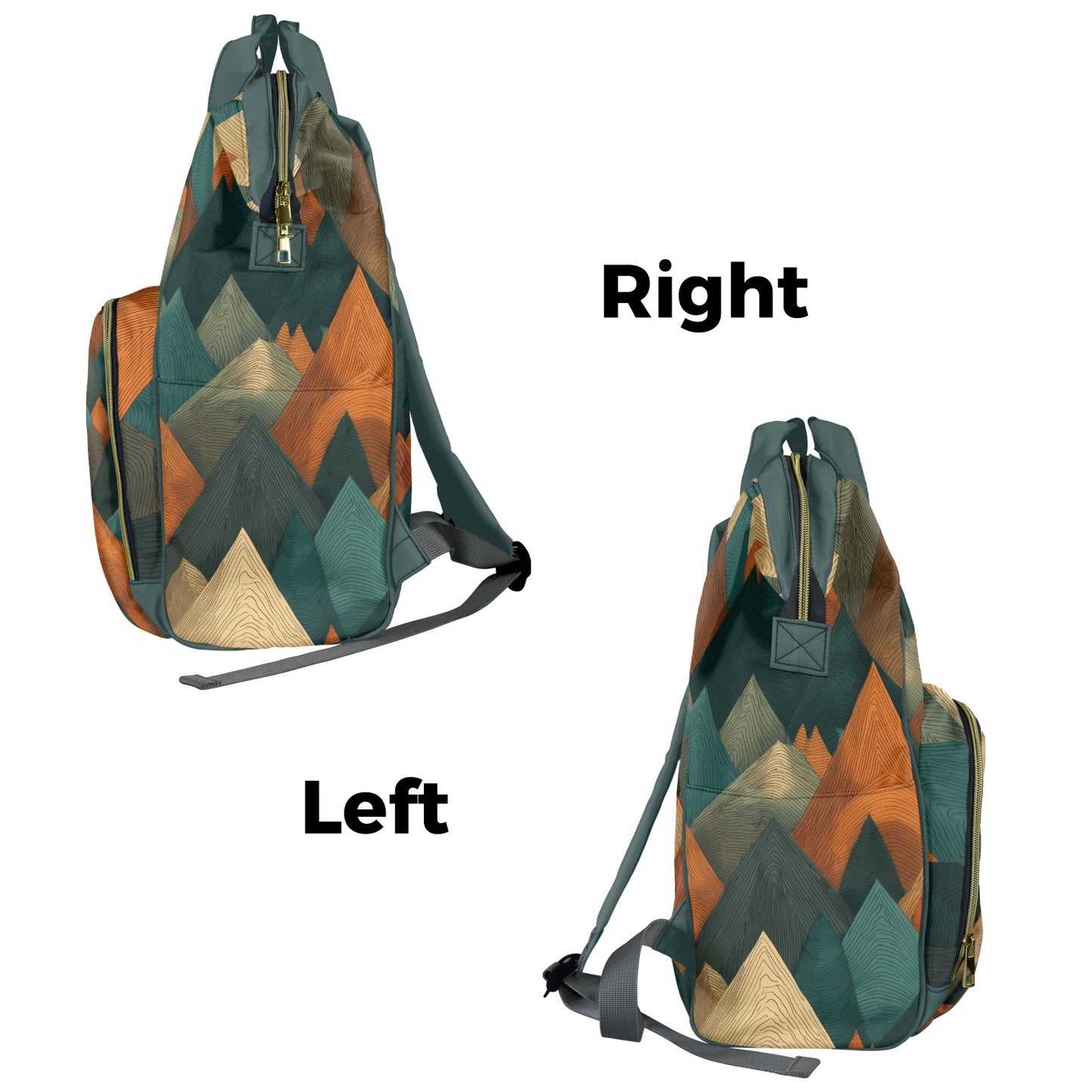 Geometric Mountain Adventure Topo - Premium Large Capacity Travel Diaper Backpack