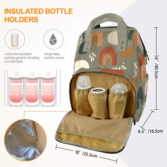 Modern Boho Abstract Earth Tones - Premium Large Capacity Travel Diaper Backpack