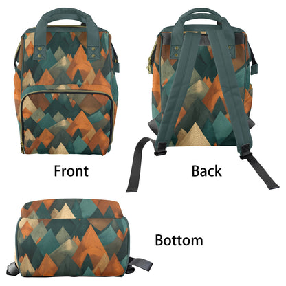 Geometric Mountain Adventure Topo - Premium Large Capacity Travel Diaper Backpack