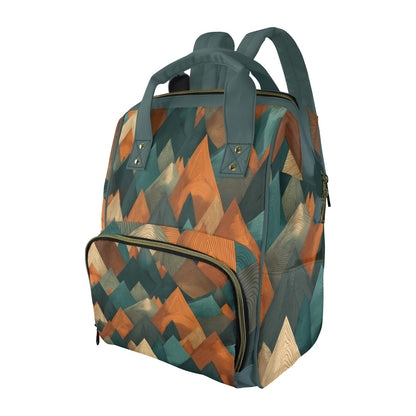 Geometric Mountain Adventure Topo - Premium Large Capacity Travel Diaper Backpack