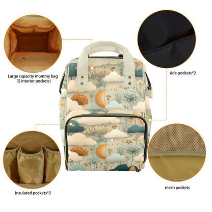 Whimsical Celestial Sky & Nature - Premium Large Capacity Travel Diaper Backpack